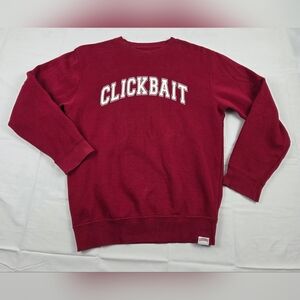 Clickbait Sweatshirt Womens Small Red Pullover Crewneck Logo Midweight